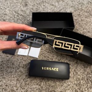 Versace Gold and Black Geometric Sunglasses